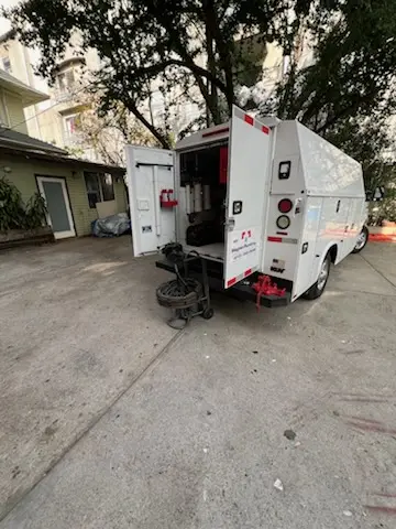 Magnet Plumbing service vehicle on-site for Sewer Line Repair in El Segundo